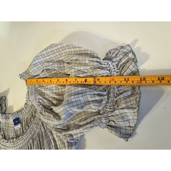 Old Navy Midi Dress Smocked Puff Sleeve Plaid Cottagecore Prairie Sz Medium Tall - Picture 5 of 8